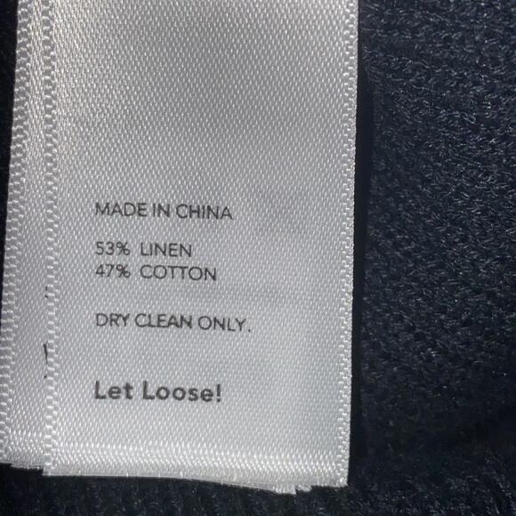 Kate Spade Saturday Cardigan Small Black Blue Ribbed Knit Linen Cotton Button Up - Picture 6 of 6